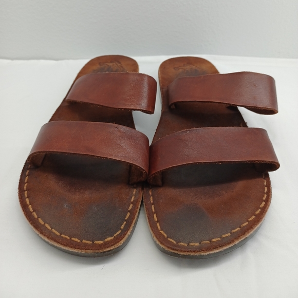 Men\'s Double-Strap Leather Sandals - Brown, made in Jerusalem main image 9